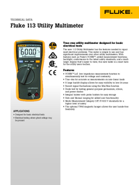 Thumbnail of document Data Sheet - 113 Digital Multimeter